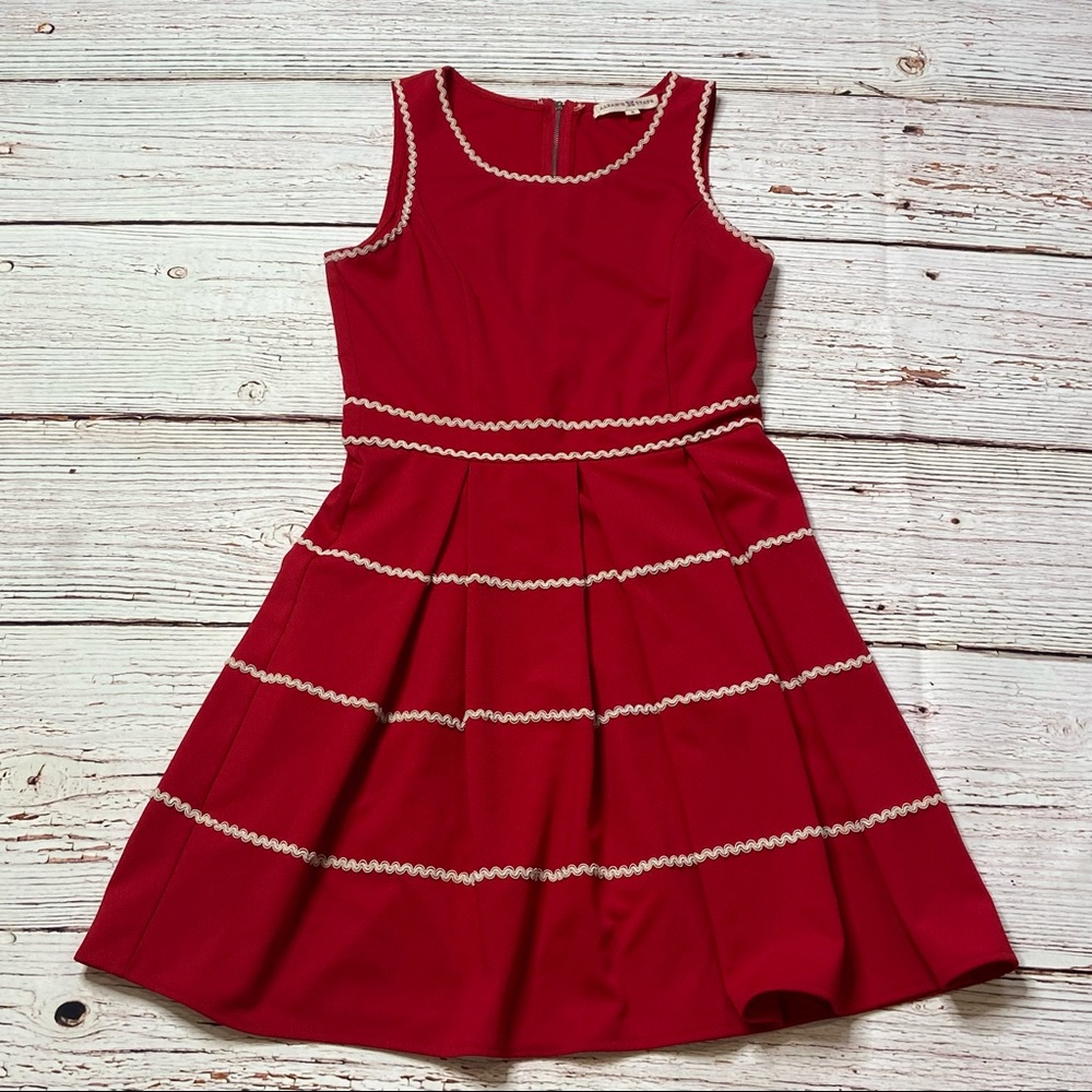 Altar’d State Red A-Line Ivory Striped Dress Sz S